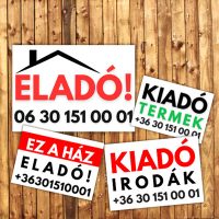Eladó - Kiadó táblák 