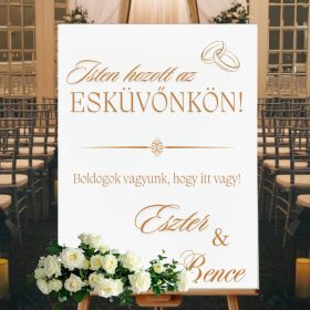 Esküvői-egyedi feliratos fehér tábla 