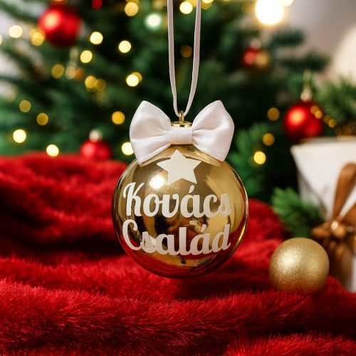 Karácsonyfadísz egyedi felirattal Rosegold