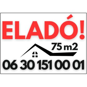 Eladó tábla négyzetméterrel