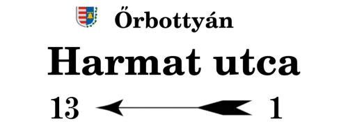 Egyedi utcanév tábla hagyományos