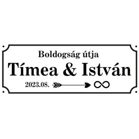 Egyedi utcanév tábla nászajándék
