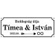 Egyedi utcanév tábla nászajándék