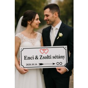 Egyedi utcanév tábla esküvői