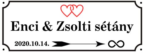 Egyedi utcanév tábla esküvői