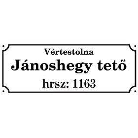 Egyedi utcanév tábla helyrajzi számmal