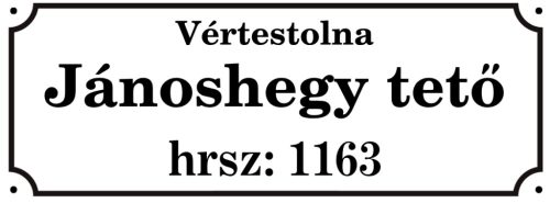 Egyedi utcanév tábla helyrajzi számmal